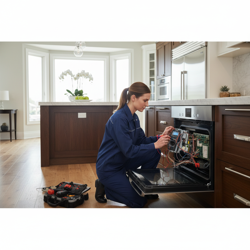 Technician diagnosing a KitchenAid appliance